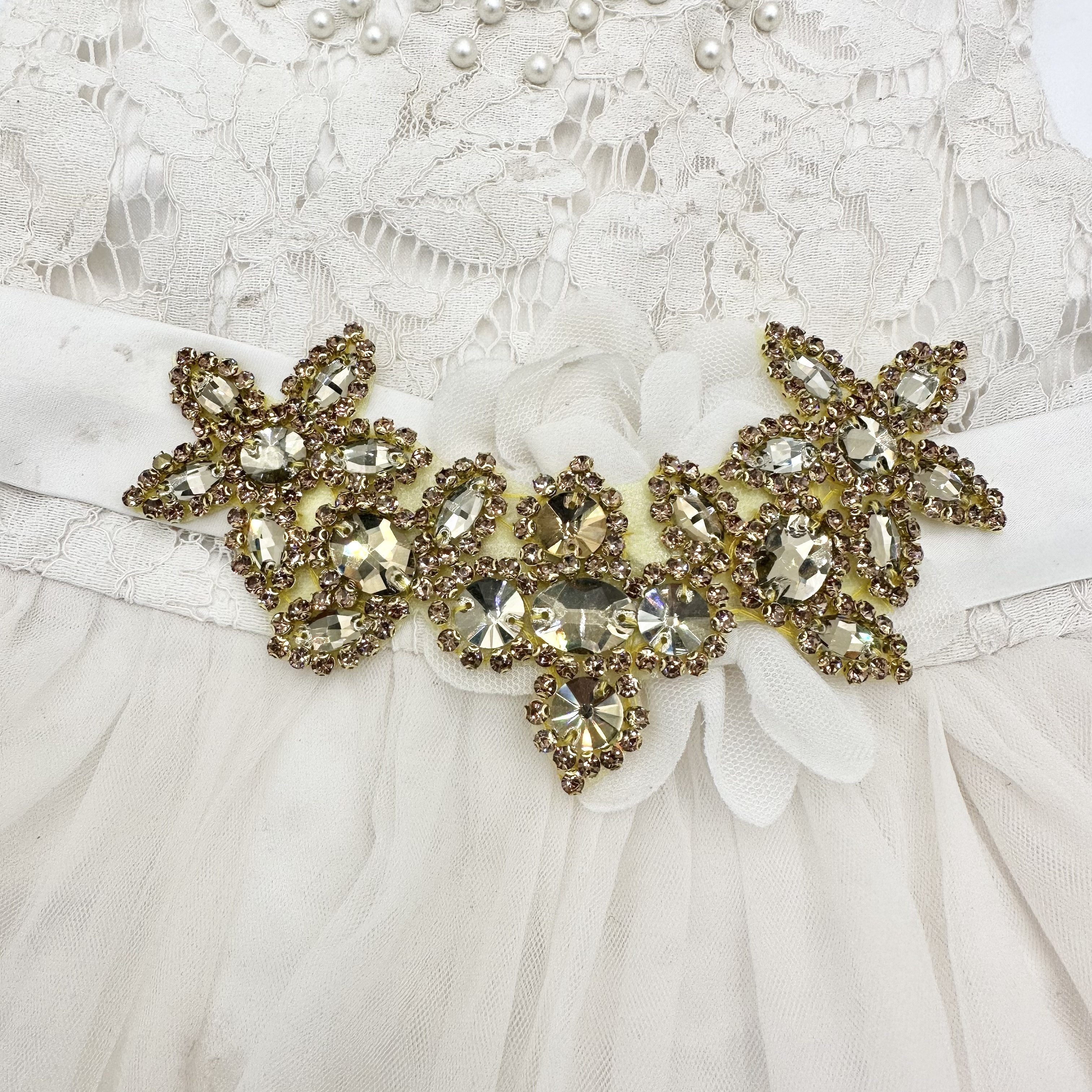 Crystal Glass Buckle Hand-Sewn Drill Flower for Dresses
